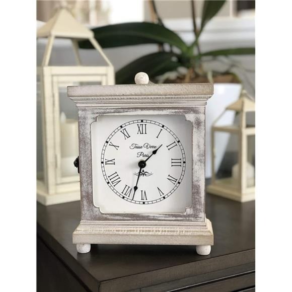 Rustic Shelf Clock (Quiet) for Living Room Mantel, Table, Or Desk 9" X 7" - Picture 4 of 5